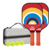 Style 3 Colorful  Geometric Patterns Fiberglass Pickleball Paddle Set - 2 Paddles, 4 Balls, and Portable Carry Bag for Outdoor Play