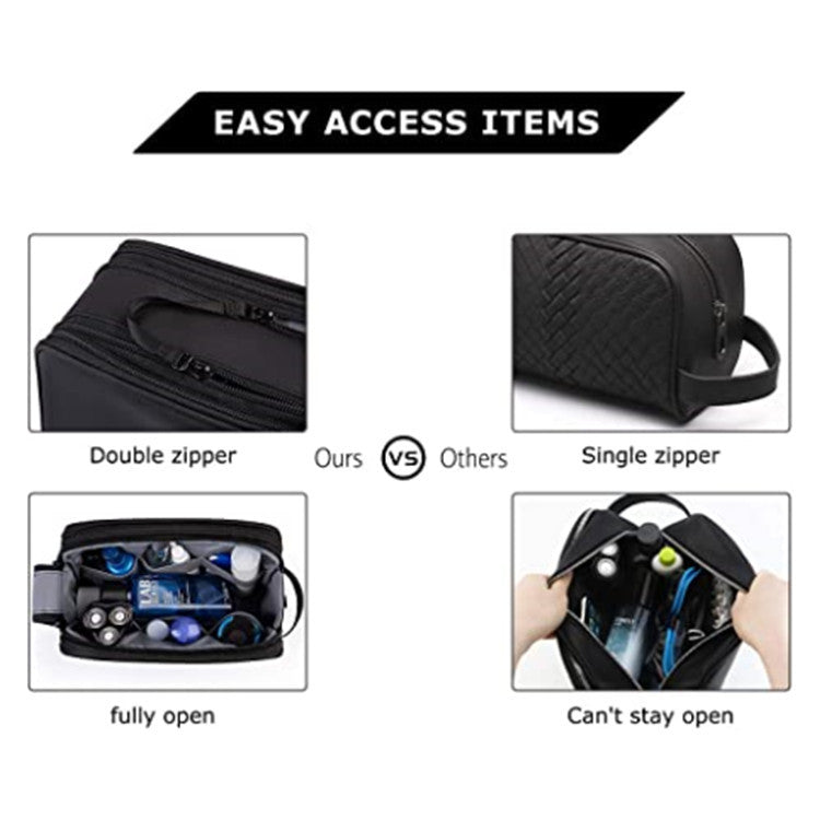 Dark Blue Stylish Waterproof Travel Toiletry Bag Organizer - Large Capacity Shaving Kit & Makeup Case(Makeup is a prop for shooting and is not included)