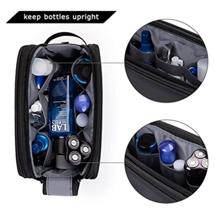Dark Blue Stylish Waterproof Travel Toiletry Bag Organizer - Large Capacity Shaving Kit & Makeup Case(Makeup is a prop for shooting and is not included)