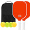 Orange Fiberglass Pickleball Paddle Set - 2 Minimalist Paddles, 4 Balls, and Carry Bag for Outdoor Play