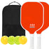 Orange Fiberglass Pickleball Paddle Set - 2 Minimalist Paddles, 4 Balls, and Carry Bag for Outdoor Play