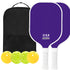 Purple Fiberglass Pickleball Paddle Set - 2 Minimalist Paddles, 4 Balls, and Carry Bag for Outdoor Play
