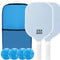 Light Blue Fiberglass Pickleball Paddle Set - 2 Minimalist Paddles, 4 Balls, and Carry Bag for Outdoor Play