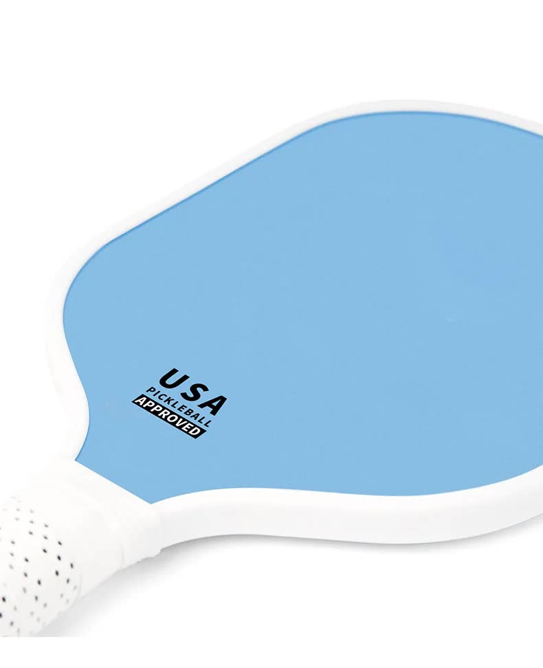 Light Blue Fiberglass Pickleball Paddle Set - 2 Minimalist Paddles, 4 Balls, and Carry Bag for Outdoor Play