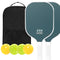 Dark Green Fiberglass Pickleball Paddle Set - 2 Minimalist Paddles, 4 Balls, and Carry Bag for Outdoor Play