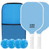 Bright Blue Fiberglass Pickleball Paddle Set - 2 Minimalist Paddles, 4 Balls, and Carry Bag for Outdoor Play