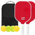Red Fiberglass Pickleball Paddle Set - 2 Minimalist Paddles, 4 Balls, and Carry Bag for Outdoor Play