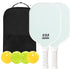 Light Green Fiberglass Pickleball Paddle Set - 2 Minimalist Paddles, 4 Balls, and Carry Bag for Outdoor Play