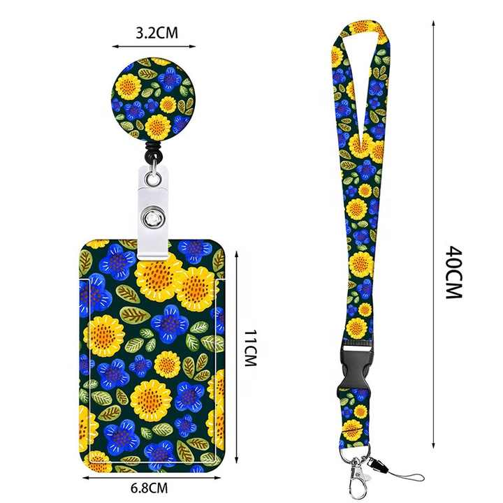 2 Pcs Black Star and Moon Pattern Retractable Badge Reel & ID Card Holder Set with Lanyard - Durable ABS Plastic