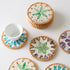 4 Pcs Khaki Background With Blue flower Handcrafted Rattan Coaster with Natural Shell Inlay - Decorative & Heat Insulating Drink Mat