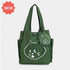Dark Green Foldable Waterproof Shopping Tote Bag Set - Large Capacity Lightweight Reusable Grocery Bag with Matching Pouch