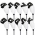 Black Words On White Background PU Leather Golf Iron Headcovers Set (10pcs) - Numbered Protective Club Covers (4-9, P, A, S, L) Universal Fit