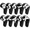 White Words On Black Background PU Leather Golf Iron Headcovers Set (10pcs) - Numbered Protective Club Covers (4-9, P, A, S, L) Universal Fit