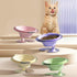 Purple Foldable Elevated Pet Bowl Set - Tilted Ergonomic Cat Feeder with Aluminum Stand & Silicone Bowl