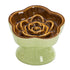 Green and Brown Ceramic Slow Feeder Pet Bowl for Cats and Small Dogs - Anti-Choke Elevated Design with 15-Degree Tilted Rim