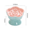 Blue and Pink Ceramic Slow Feeder Pet Bowl for Cats and Small Dogs - Anti-Choke Elevated Design with 15-Degree Tilted Rim