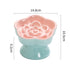 Blue and Pink Ceramic Slow Feeder Pet Bowl for Cats and Small Dogs - Anti-Choke Elevated Design with 15-Degree Tilted Rim