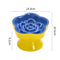 Yellow and Blue Ceramic Slow Feeder Pet Bowl for Cats and Small Dogs - Anti-Choke Elevated Design with 15-Degree Tilted Rim