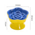 Yellow and Blue Ceramic Slow Feeder Pet Bowl for Cats and Small Dogs - Anti-Choke Elevated Design with 15-Degree Tilted Rim