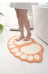2 Pcs Green And White Foot-Shaped Plush Bath Mat - Non-Slip Absorbent Bathroom Rug for Bedroom and Doorway (50x80cm)