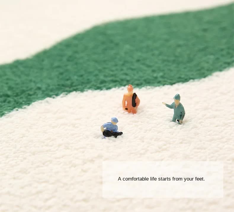 2 Pcs Green And White Foot-Shaped Plush Bath Mat - Non-Slip Absorbent Bathroom Rug for Bedroom and Doorway (50x80cm)