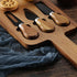 Brown And Silver Premium Acacia Wood Cheese Board Set | Charcuterie Platter with 3 Stainless Steel Knives