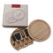 Brown And Black Compact Round Rubberwood Cheese Board Set | 4 Stainless Steel Knives & Tools
