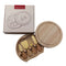 Brown And Gold Compact Round Rubberwood Cheese Board Set | 4 Stainless Steel Knives & Tools