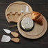 Brown And Gold Compact Round Rubberwood Cheese Board Set | 4 Stainless Steel Knives & Tools