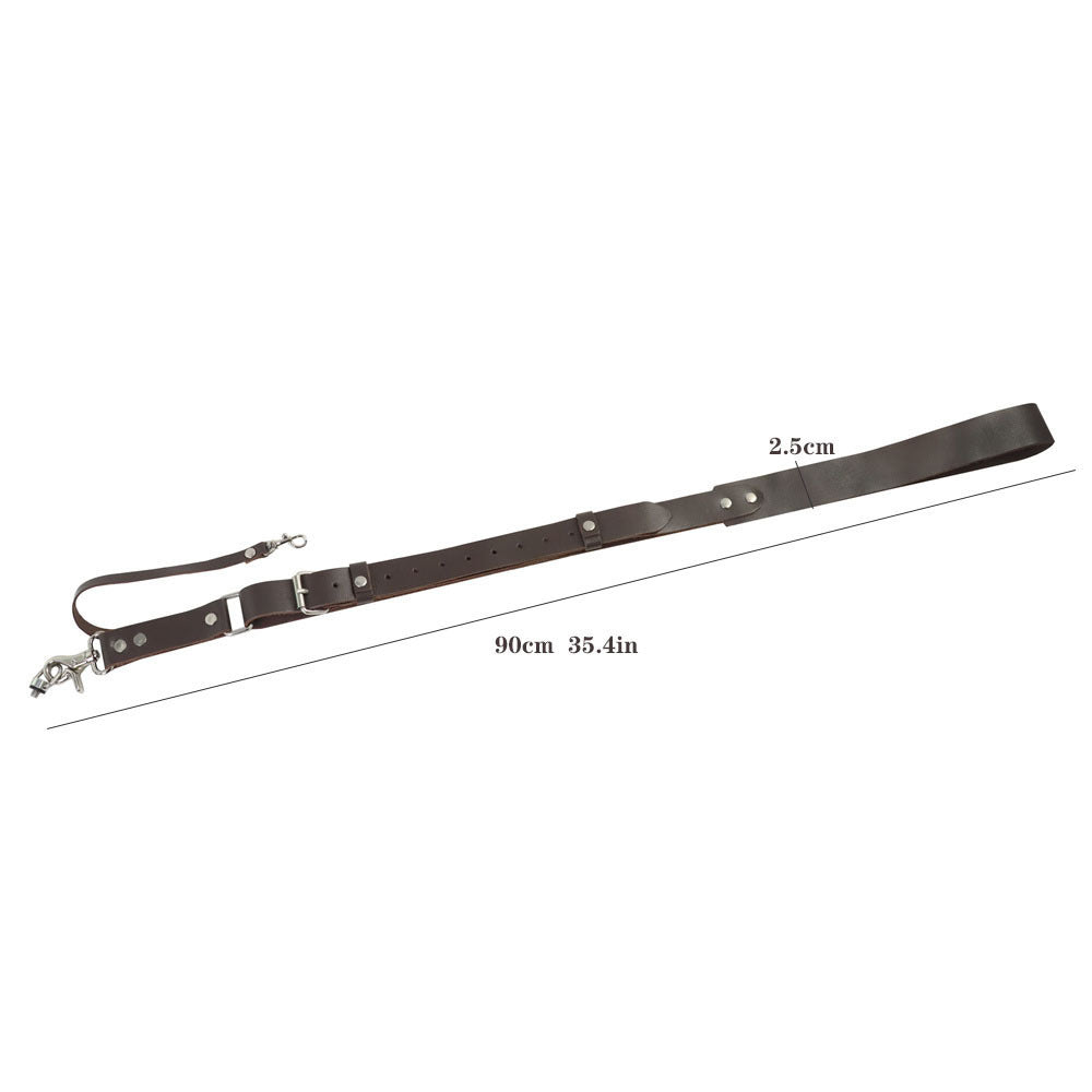Black Adjustable Genuine Leather Camera Strap - Crossbody Shoulder Sling for DSLR/SLR(The camera is a prop and is not included)