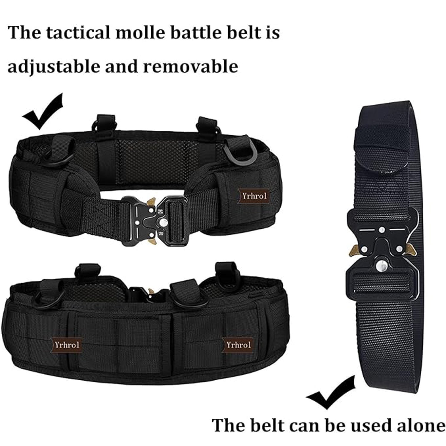 Green Adjustable Tactical Battle Belt Set - Padded MOLLE Outer & Nylon Inner Belt