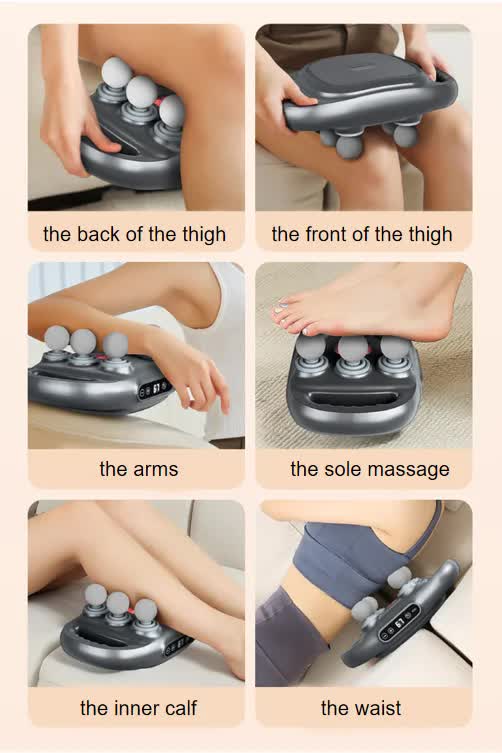 White Advanced 6-Head Percussion Massager with Heat - Rechargeable Deep Tissue Muscle Relief Gun