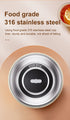 White 316 Stainless Steel Rechargeable Electric Self-Stirring Mug - 420ml Automatic Mixing Cup with Magnetic Rotor