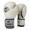 White And Silver Durable 10oz PU Leather Boxing Gloves - Padded & Ventilated for Training