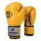 Yellow And Silver Durable 10oz PU Leather Boxing Gloves - Padded & Ventilated for Training