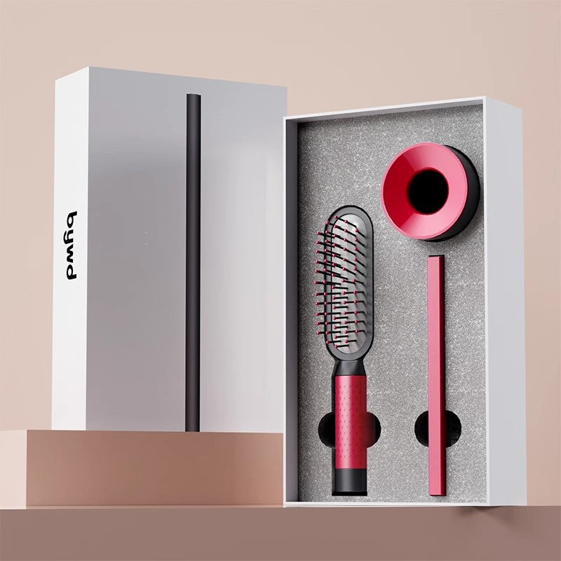 Red 3-piece Set Women's Air Cushion Comb for Long Hair Anti-Static Detangling Massage Scalp Comb Portable Fluffy Styling Brush