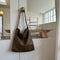 Dark Brown Fashionable Minimalist Bucket Tote Bag - Versatile & Spacious for Daily Commutes