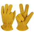 L Yellow Durable Cowhide Work Gloves - Insulated Windproof Anti-Slip for Outdoor Handling & Cycling