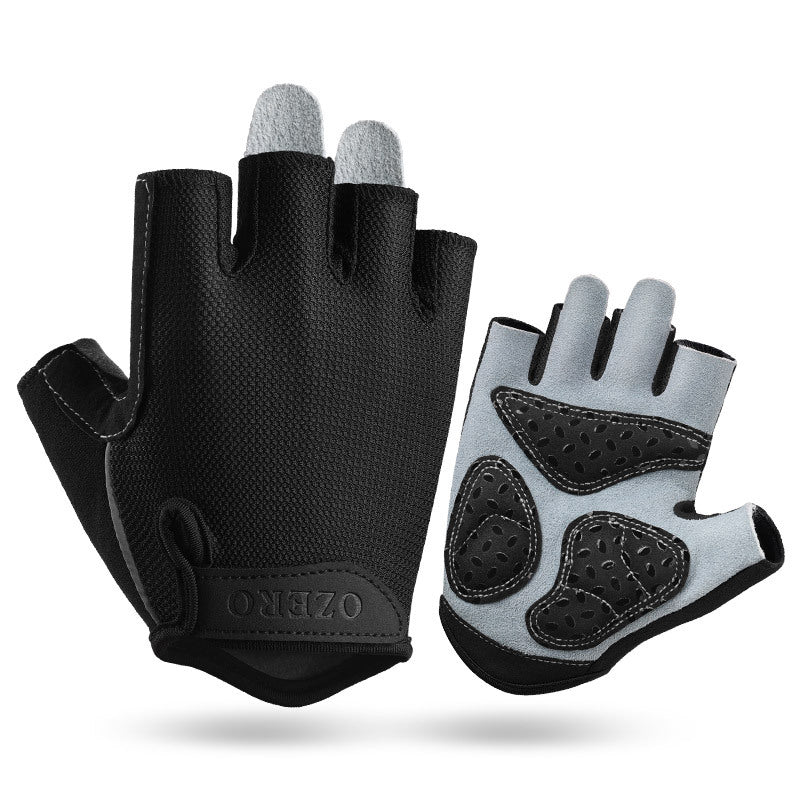 S Black Men's Summer Cycling Gloves - Breathable Half-Finger Non-Slip Fitness Training Gloves for Weightlifting