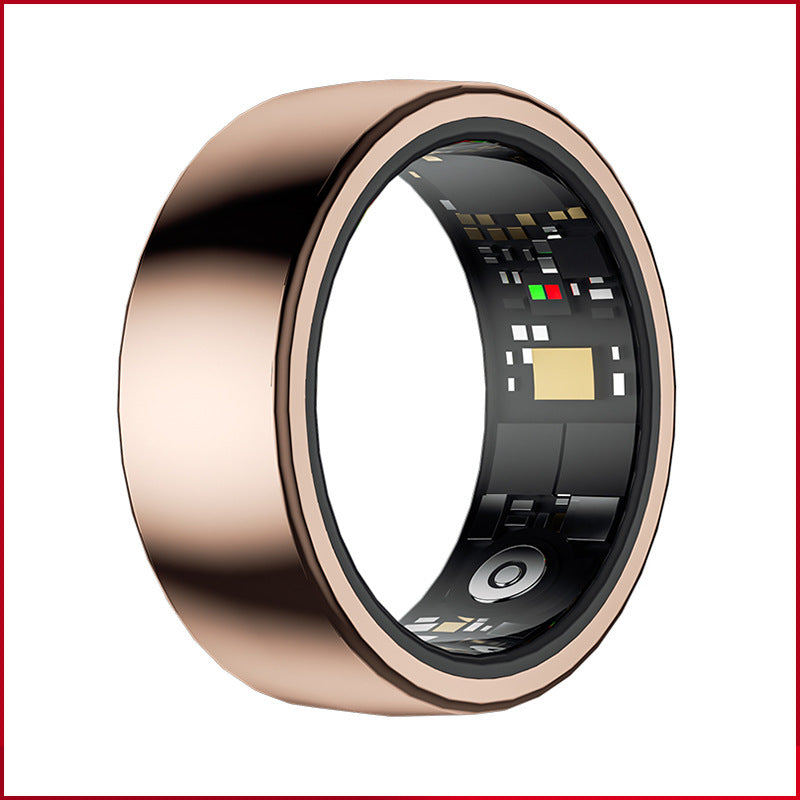 Rose Gold Round 0.74inch Smart Ring with Heart Rate and Sleep Tracking - IP68 Waterproof Fitness Tracker with Step Counter