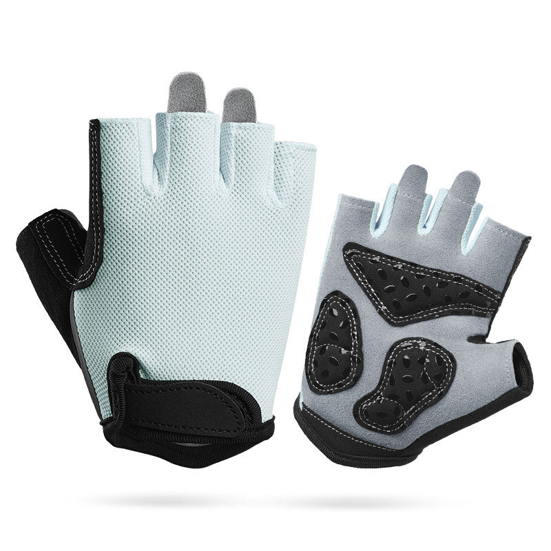 XL Grey Children's Summer Cycling Gloves - Breathable Half-Finger Non-Slip Fitness Training Gloves for Weightlifting
