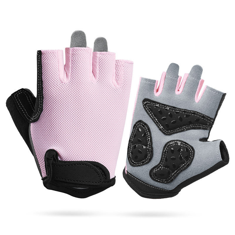 XL Pink Children's Summer Cycling Gloves - Breathable Half-Finger Non-Slip Fitness Training Gloves for Weightlifting