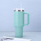 Eucalyptus Green 40oz Stainless Steel Tumbler with Handle & Straw - Large Capacity Insulated Travel Mug