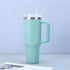 Eucalyptus Green 40oz Stainless Steel Tumbler with Handle & Straw - Large Capacity Insulated Travel Mug