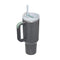 Grey 40oz Stainless Steel Tumbler with Handle & Straw - Large Capacity Insulated Travel Mug