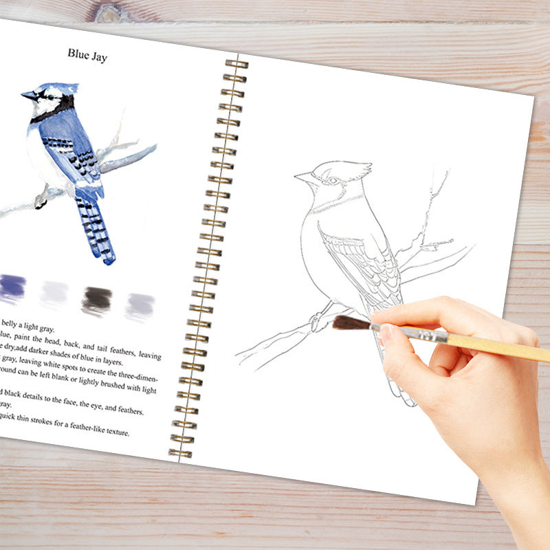 Flowers 2-Pack Watercolor Painting Set - Premium Bird-Themed Coloring Books with Watercolor Paints (22.86x16.51cm) - Artist-Grade Workbook Kit