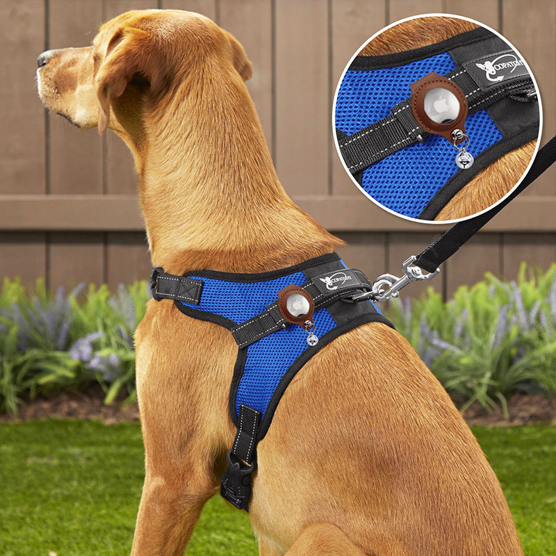 M Red Secure Nylon Dog Collar with Built-in Apple AirTag (not included) Holder Case - Pet Tracker Accessory