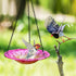 Pink Decorative Hanging Glass Flower Bird Bath - 8.1 Inch Vibrant Outdoor Garden Accent