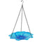 Blue Decorative Hanging Glass Flower Bird Bath - 10 Inch Vibrant Outdoor Garden Accent