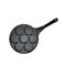 Black Flat 7-hole + Black Handle (Gas Model) Non-Stick Pancake Pan - 7-Hole Fun Shapes Breakfast Griddle (27cm)